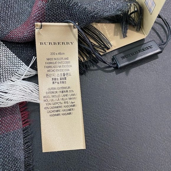 NWT BURBERRY TONAL LIGHTWEIGHT CHECK WOOL CASHMERE SCARF - Picture 3 of 6